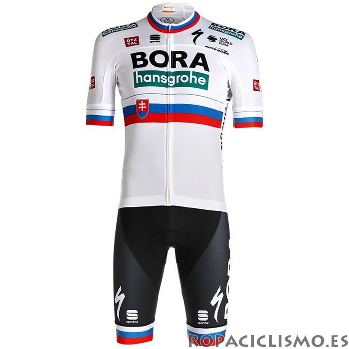 2021 Maillot Bora Tirantes Mangas Cortas Blanco Belgica